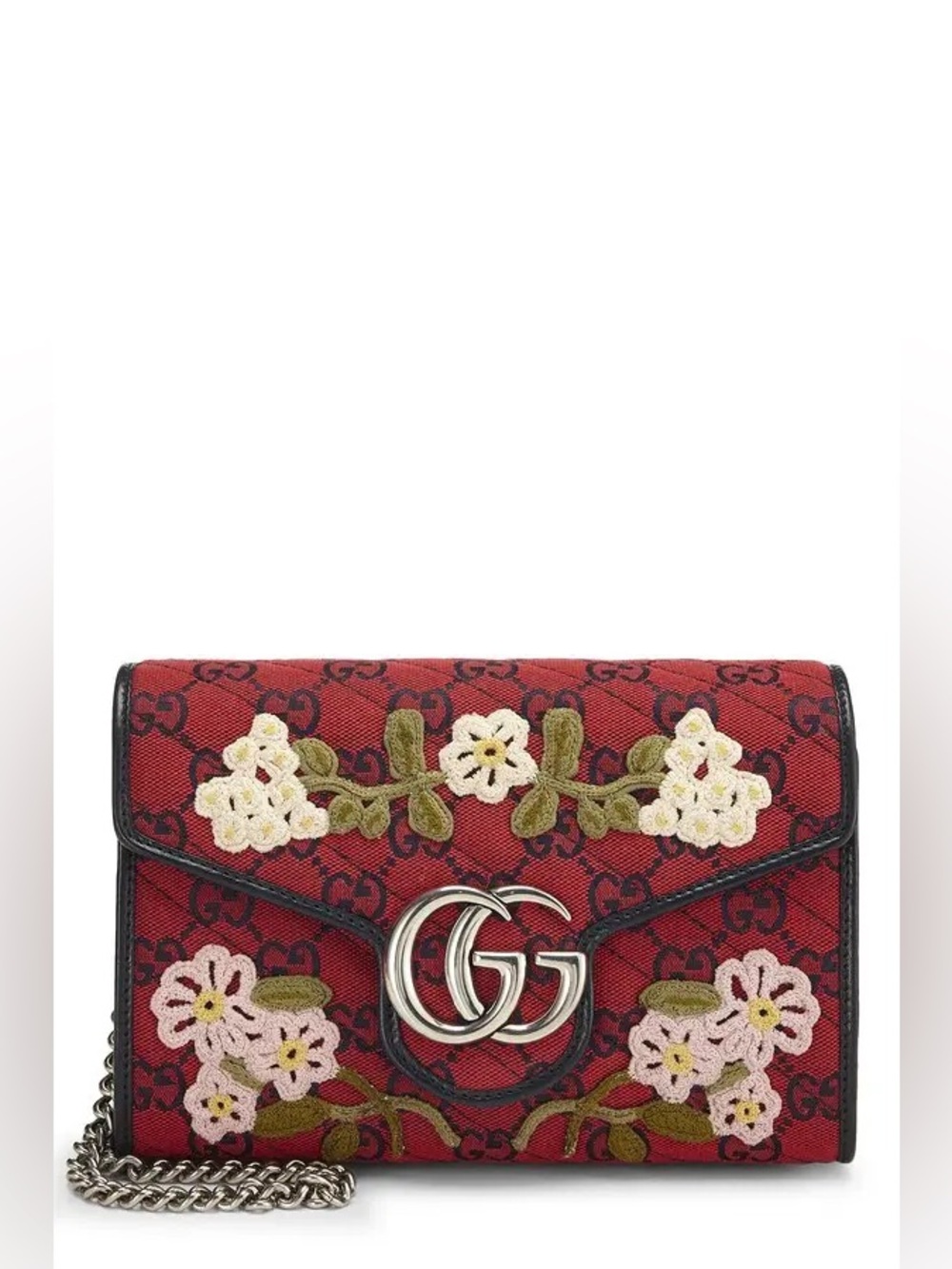Gucci Red GG Blooms Embroidered Crossbody Bag